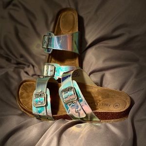Falls Creek Holographic Slip on Sandals